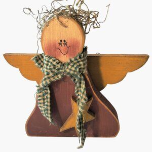 Old Homestead Wooden Angel Ornament Handcrafted Rustic Cottagecore